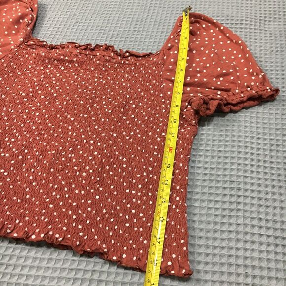 American Eagle Top Women’s L Smocked Polka Dot Crop Puff Sleeve Boho Cottage Y2K - Picture 11 of 11